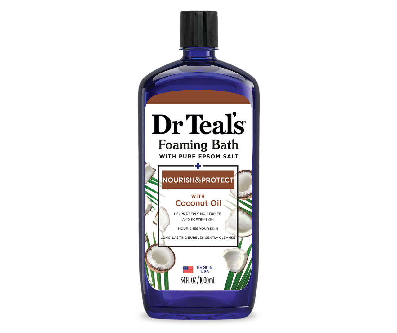 Dr Teal's Pure Epsom Salt Foaming Bath with Coconut Oil, 34 Fl. Oz