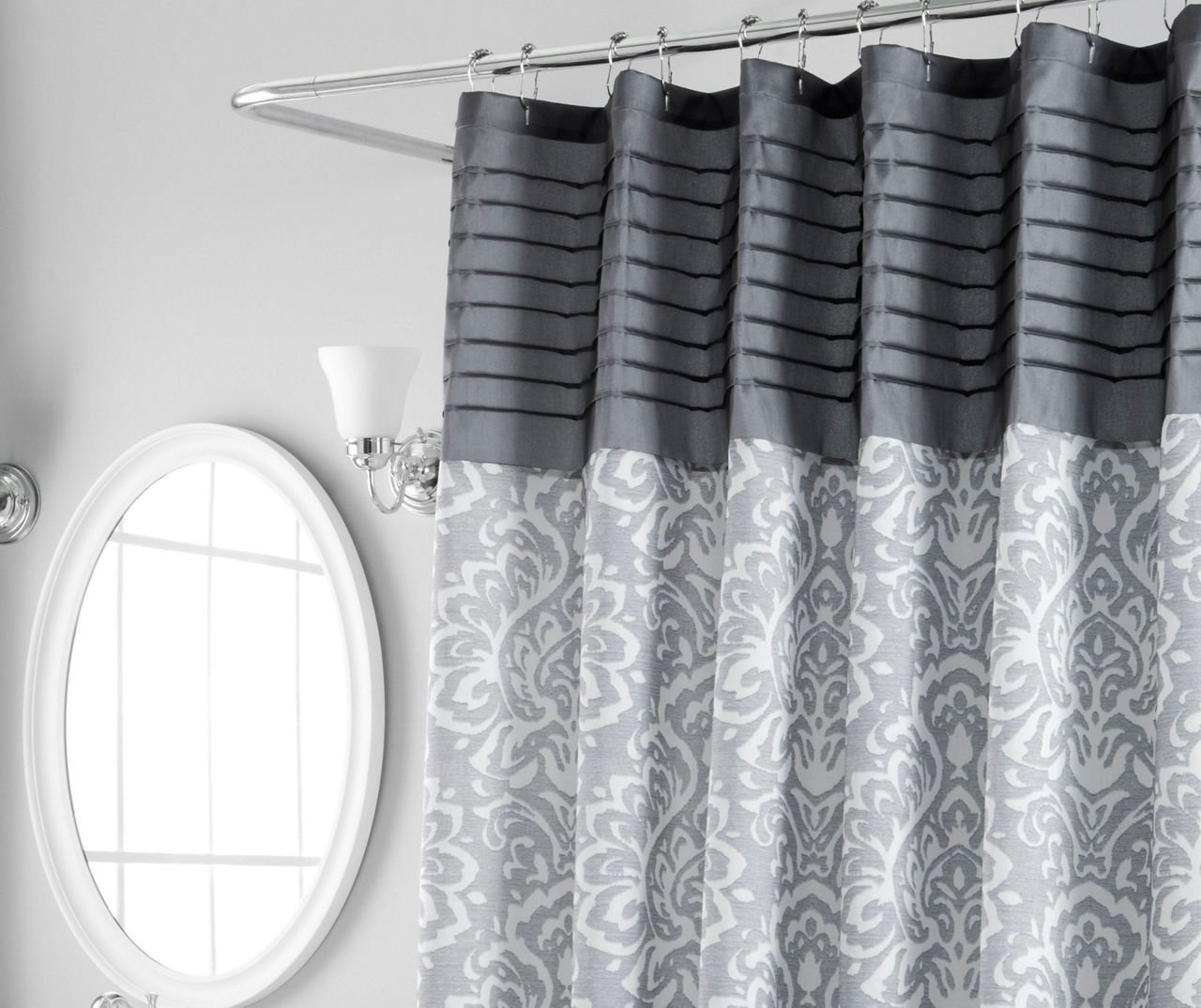 Aprima Gray Pintuck & Medallion Shower Curtain Big Lots