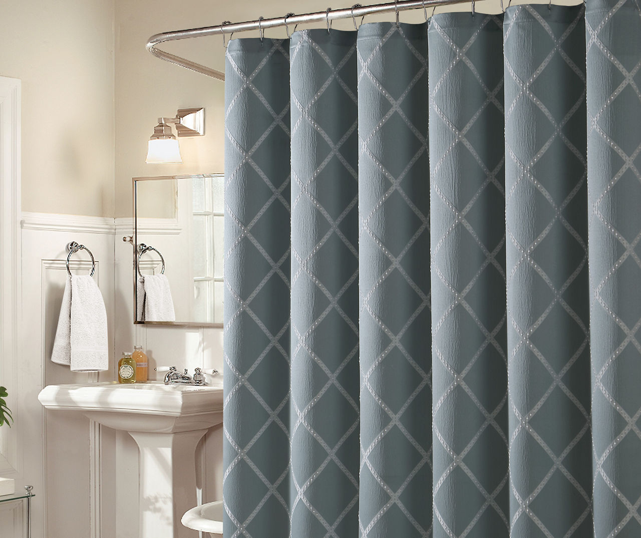 Aprima Yates Teal Fabric Shower Curtain Big Lots