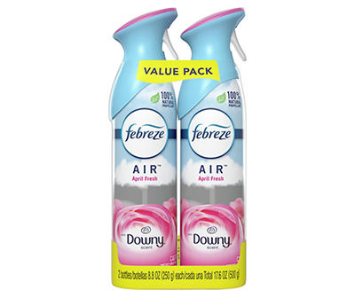 Febreze Odor-Eliminating Air Freshener, with Downy Scent, April Fresh, Pack of 2, 8.8 fl oz each