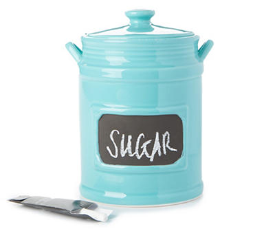 8.25" Teal Farmhouse Chalkboard Canister with Lid