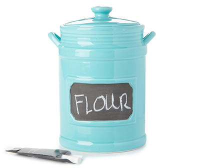 9" Teal Farmhouse Chalkboard Canister with Lid
