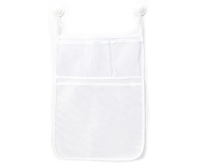 White Hanging 4-Pocket Mesh Shower Bag
