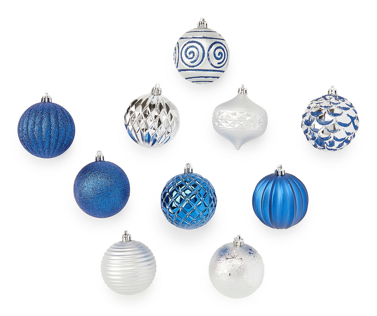Winter Wonder Lane Blue & Silver 30-Piece Shatterproof Plastic Ornament ...