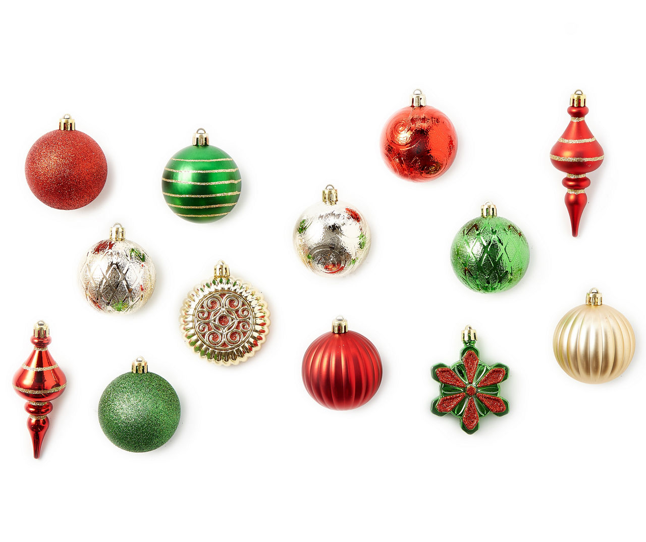 Winter Wonder Lane Red, Green & Gold 50-Piece Shatterproof Ornament Set ...