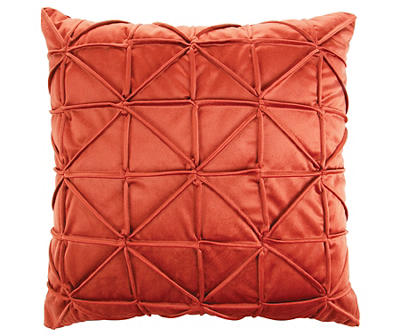 Brick Red Textured Geometric Throw Pillow 