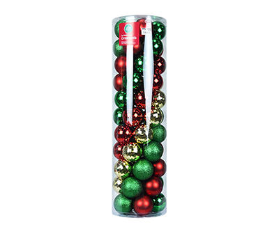 Red, Green & Gold 55-Piece Shatterproof Ornament Set