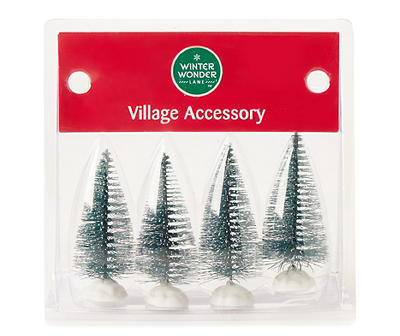 3" Village Pine Trees, 4-Pack