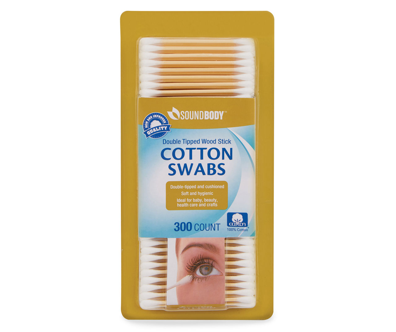 Double Tipped Wood Stick Cotton Swabs, 300 Count