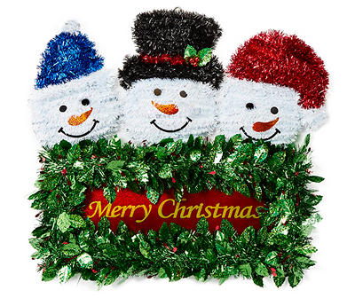 "Merry Christmas" Tinsel Snowmen Wall Decor
