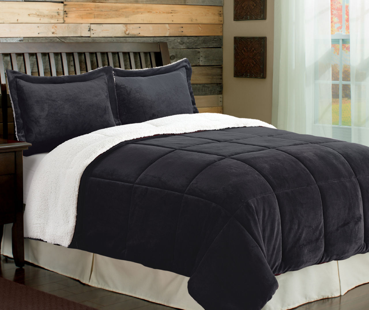 3-Piece Sherpa Flannel Micromink Comforter Set Ultra-Soft