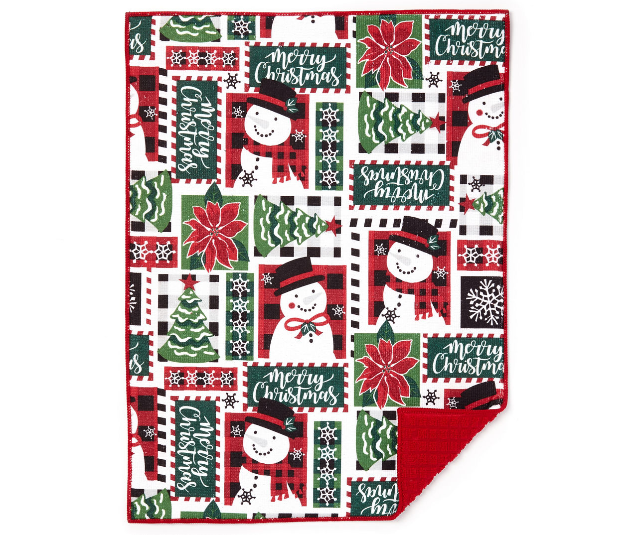 Winter Wonder Lane Green & Red Holiday Patchwork Reversible Dish Drying Mat