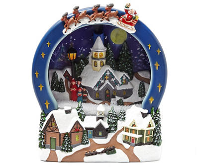 Christmas Village Animated Snowy Church Scene