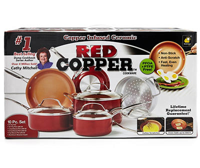 As Seen On TV Red Copper 10-Piece Cookware Set