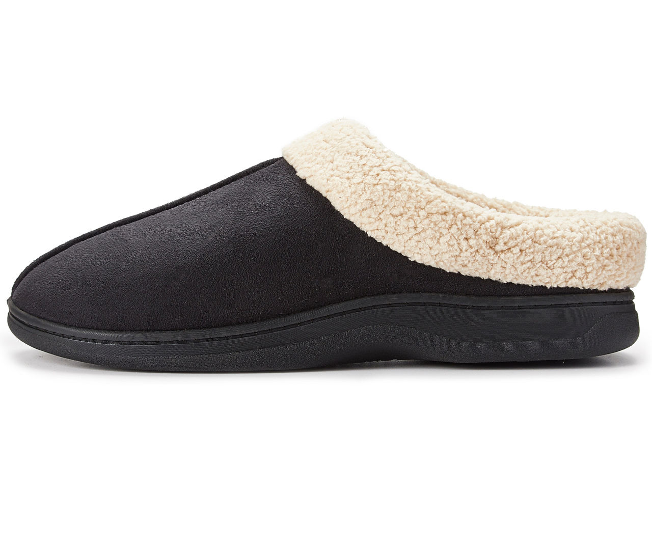 Men's Black Clog Slippers with Faux Fur Cuff, Size XL | Big Lots