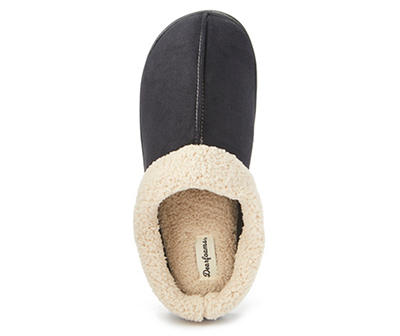 Men's Black Clog Slippers with Fur Cuff