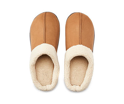 Men's Chestnut Clog Slippers with Fur Cuff