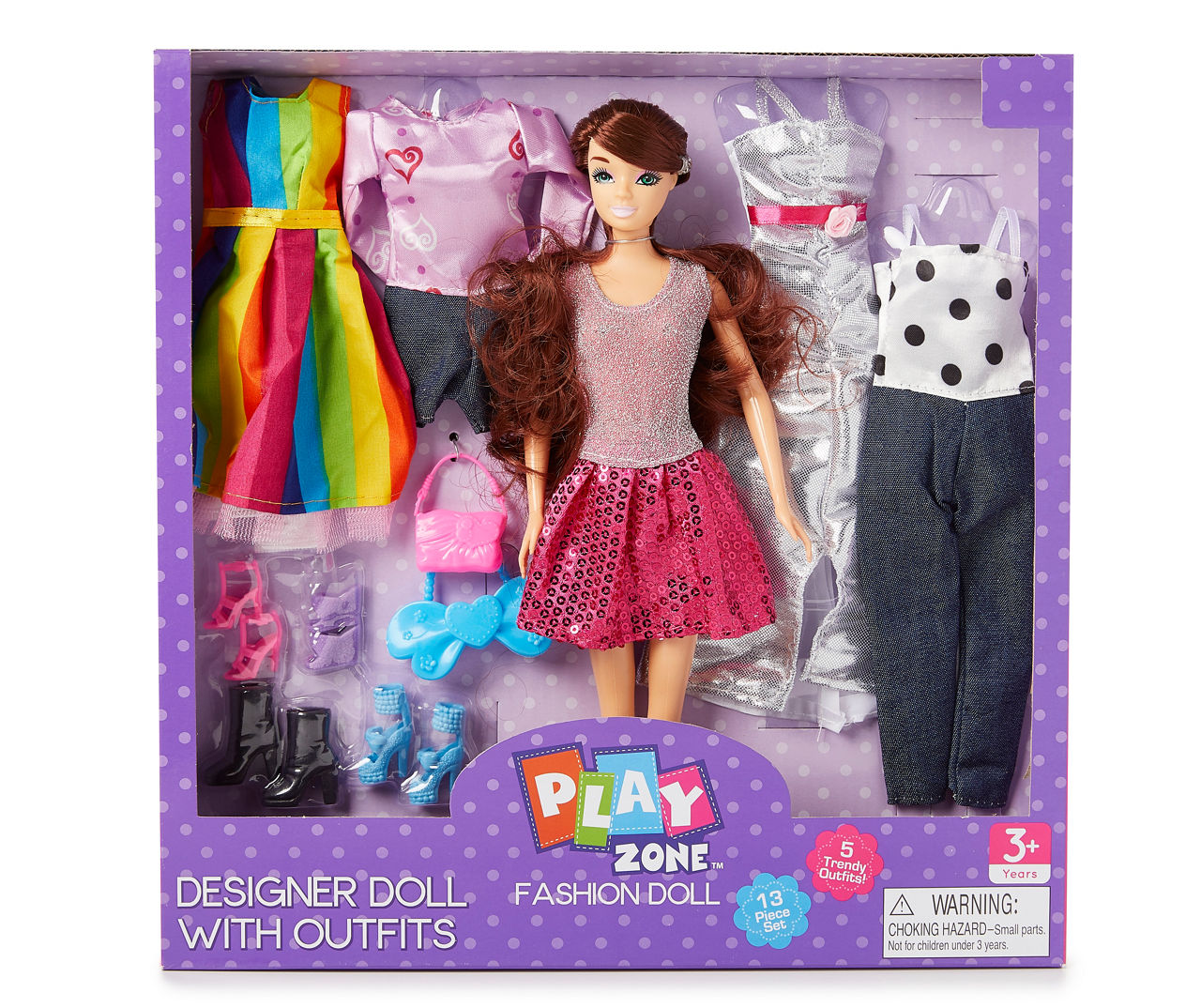 Play Zone Glam Brunette Fashion Doll Set | Big Lots