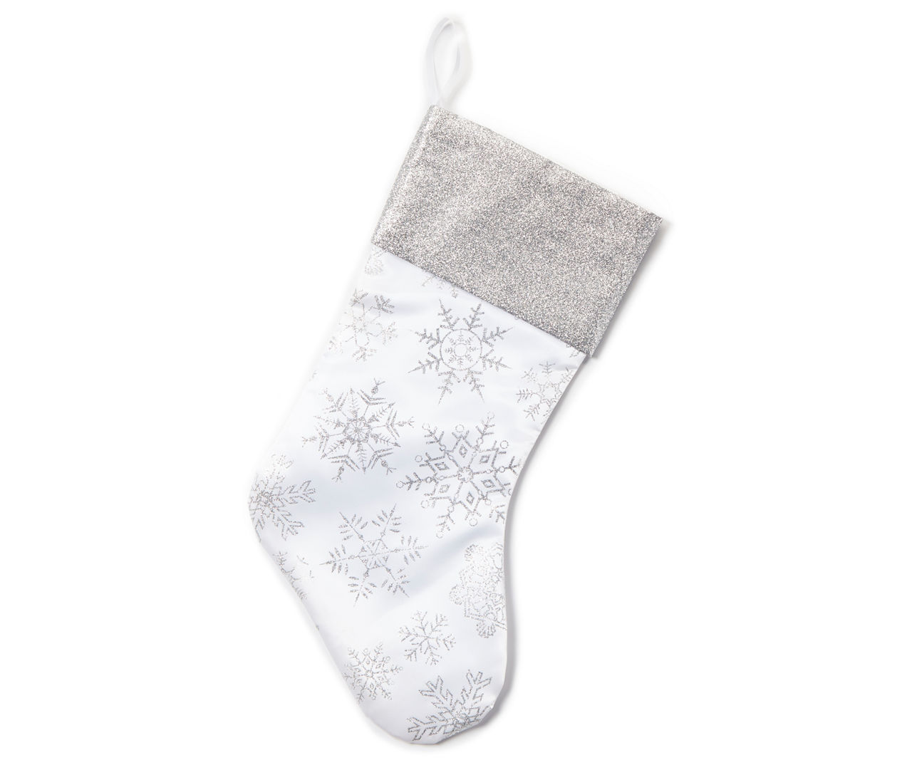 Winter Wonder Lane White & Silver Snowflake Glitter Stocking, (20 ...