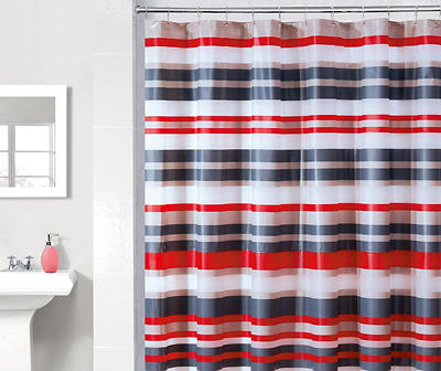 Red Stripe PE Shower Curtain