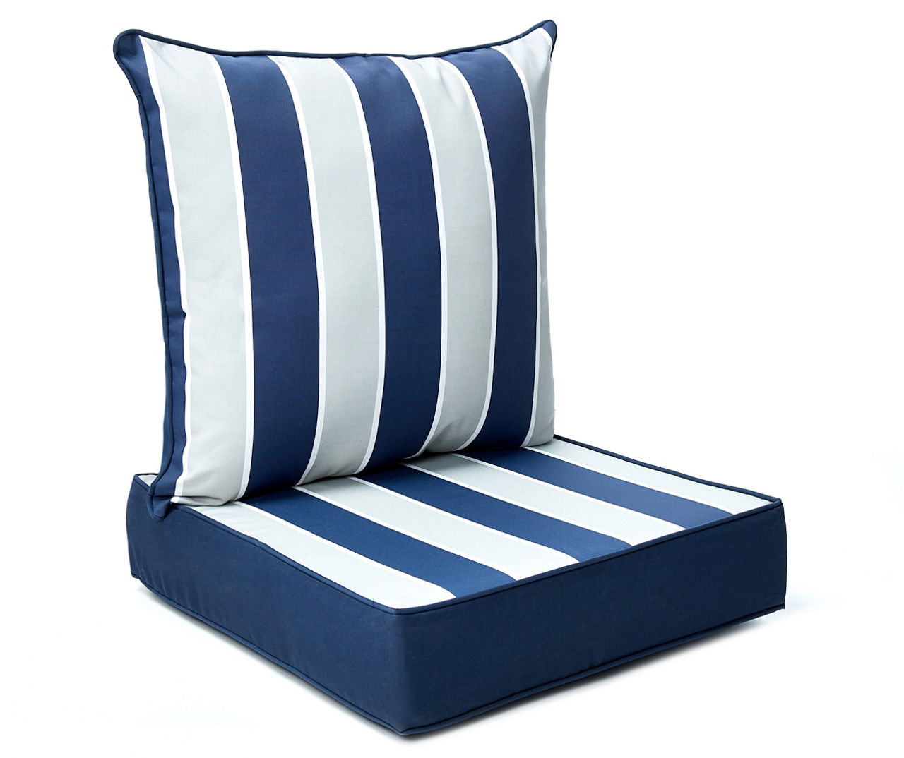 Navy Cabana Stripe Reversible Deep Seat Outdoor Cushion Set | Big Lots