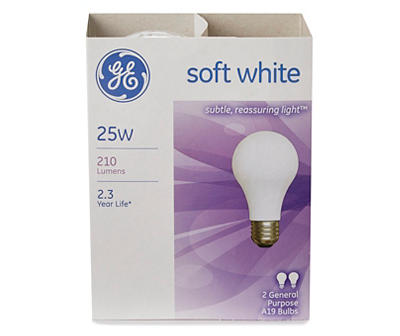 25-Watt Soft White A19 Light Bulb, 2-Pack