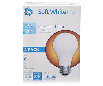 60-Watt Equivalent Soft White A19 LED Light Bulb, 4-Pack