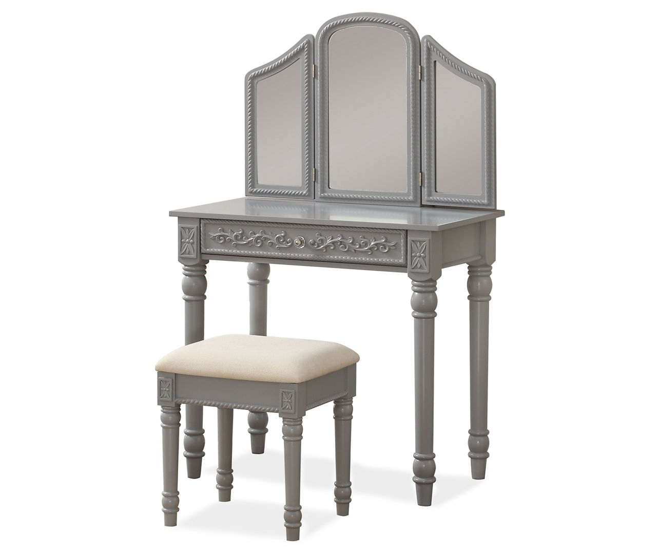 Gray Vanity Set with Trifold Mirror Big Lots