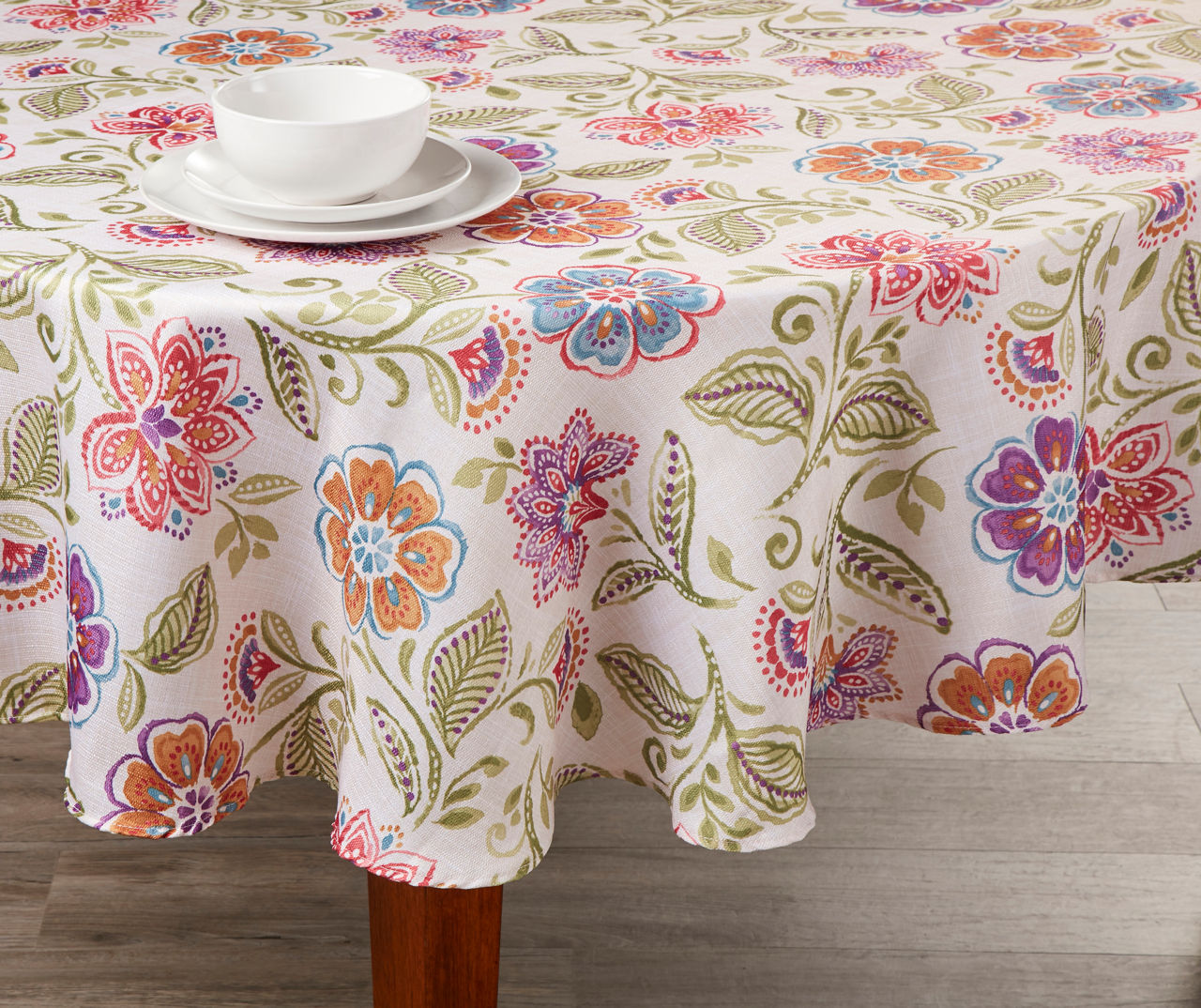 Jacobean Floral Round Fabric Tablecloth (70