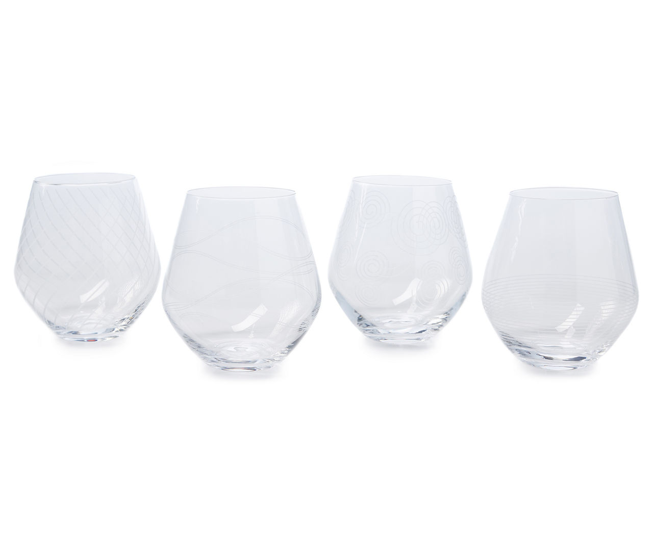 Etched Stemless Wine 4Piece Glassware Set Big Lots