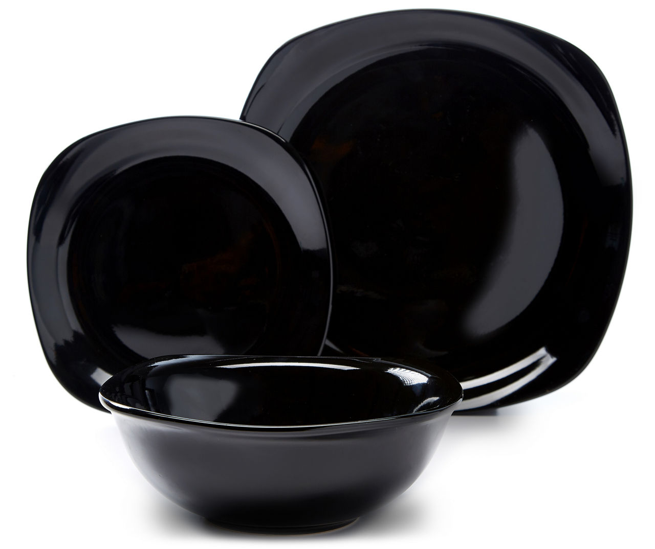 Solid Black 12-Piece Dinnerware Set