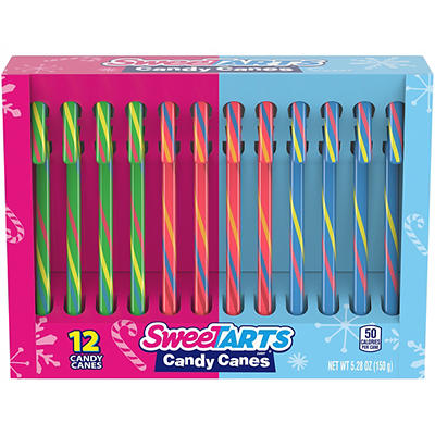 SWEETARTS Blue Punch, Green Apple & Cherry Holiday Candy Cane Variety Pack 12 ct Box