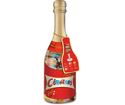 Celebrations Chocolate Variety Mix Candy Bars in Christmas Gift Champagne Bottle, 10.9 Oz. 