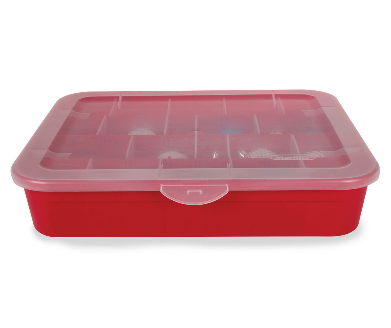 Sterilite Adjustable Ornament Box Plastic, Infra Red, Set of 6