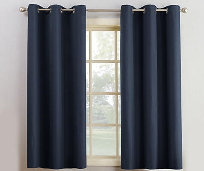 Navy Blue Montego Grommet Curtain Panel, (63")