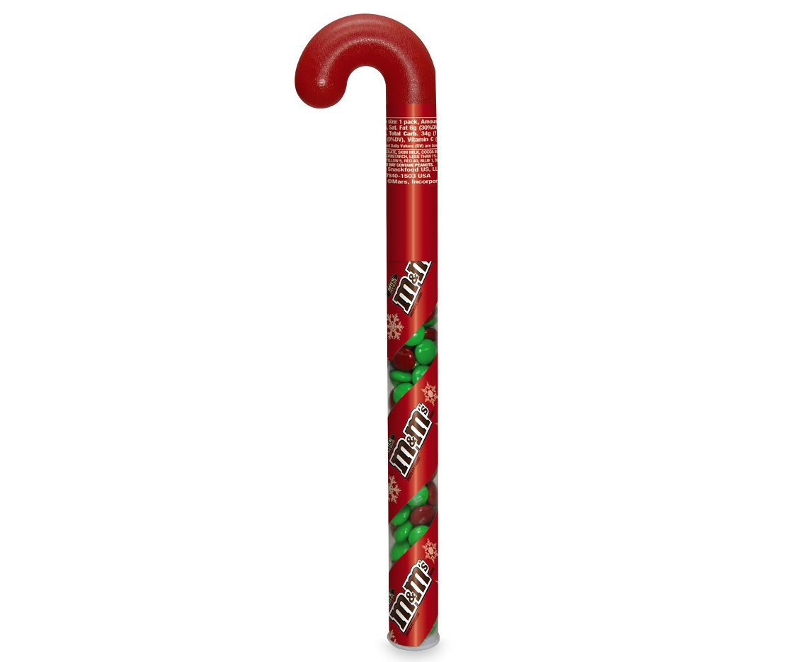 M&M's Christmas Stocking Stuffer Milk Chocolate Candy, 3 Oz Candy Cane Tube