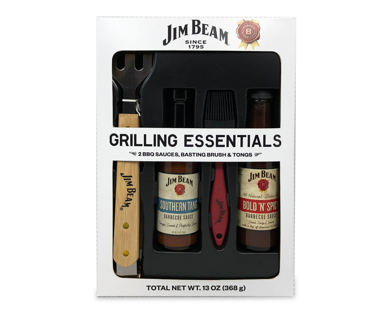 Jim Beam Grilling Essentials BBQ Bold N Spicy Gift Set Tongs Brush Sauce  New