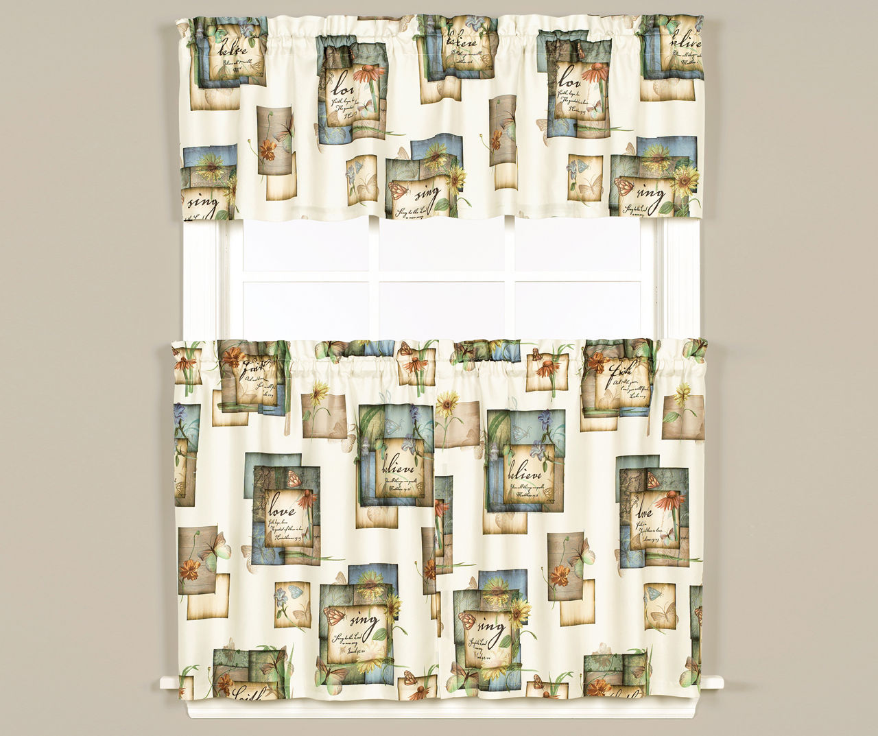 Living Colors Living Colors Kitchen Tier and Valance 3-Piece Set