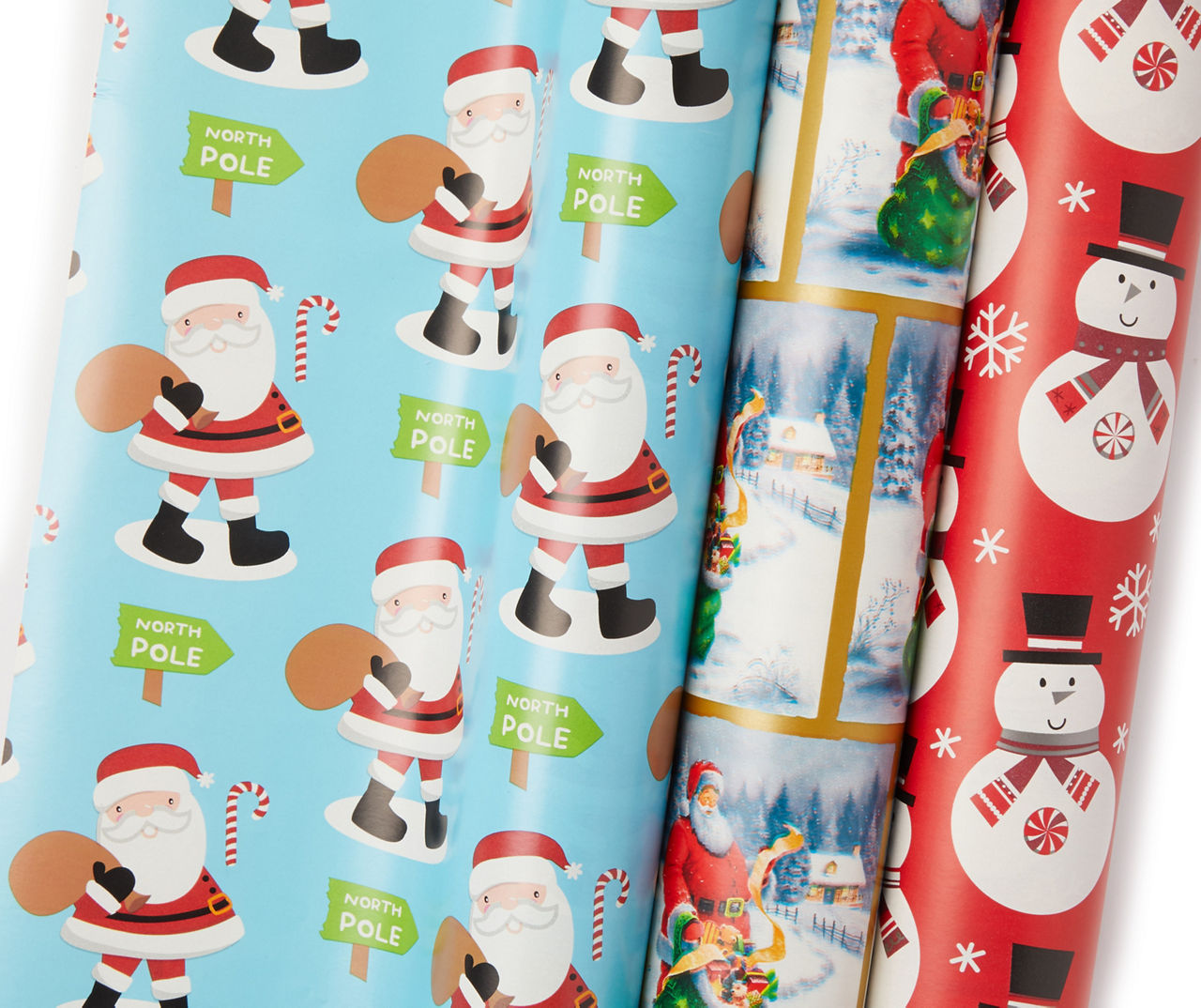 Winter Wonder Lane Cartoon Santa & Snowman Mega Wrapping Paper Roll, (220  sq. ft.)