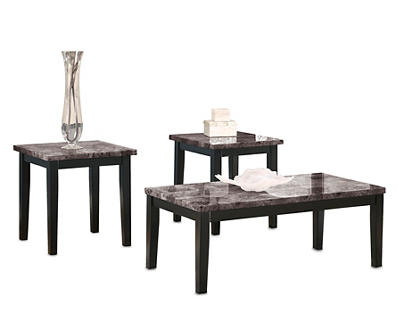 3- Piece Maysville Faux Marble Black Occasional Table Set