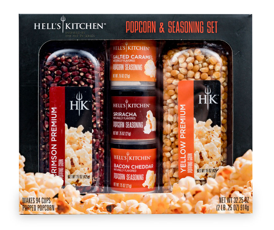 Maud Borup Hell's Kitchen Popcorn & Seasoning Food Gift Set, 32.25 oz.