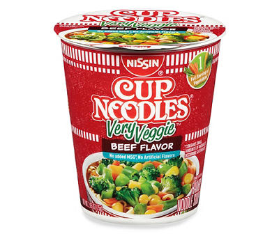 Nissin Cup Noodles Very Veggie Beef Flavor Ramen Noodle Soup 2.65 oz. Cup