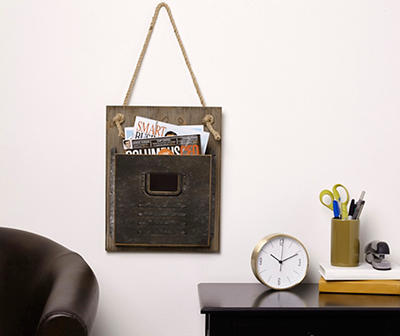 Brown Rustic Galvanized Metal & Wood Wall Mail Holder