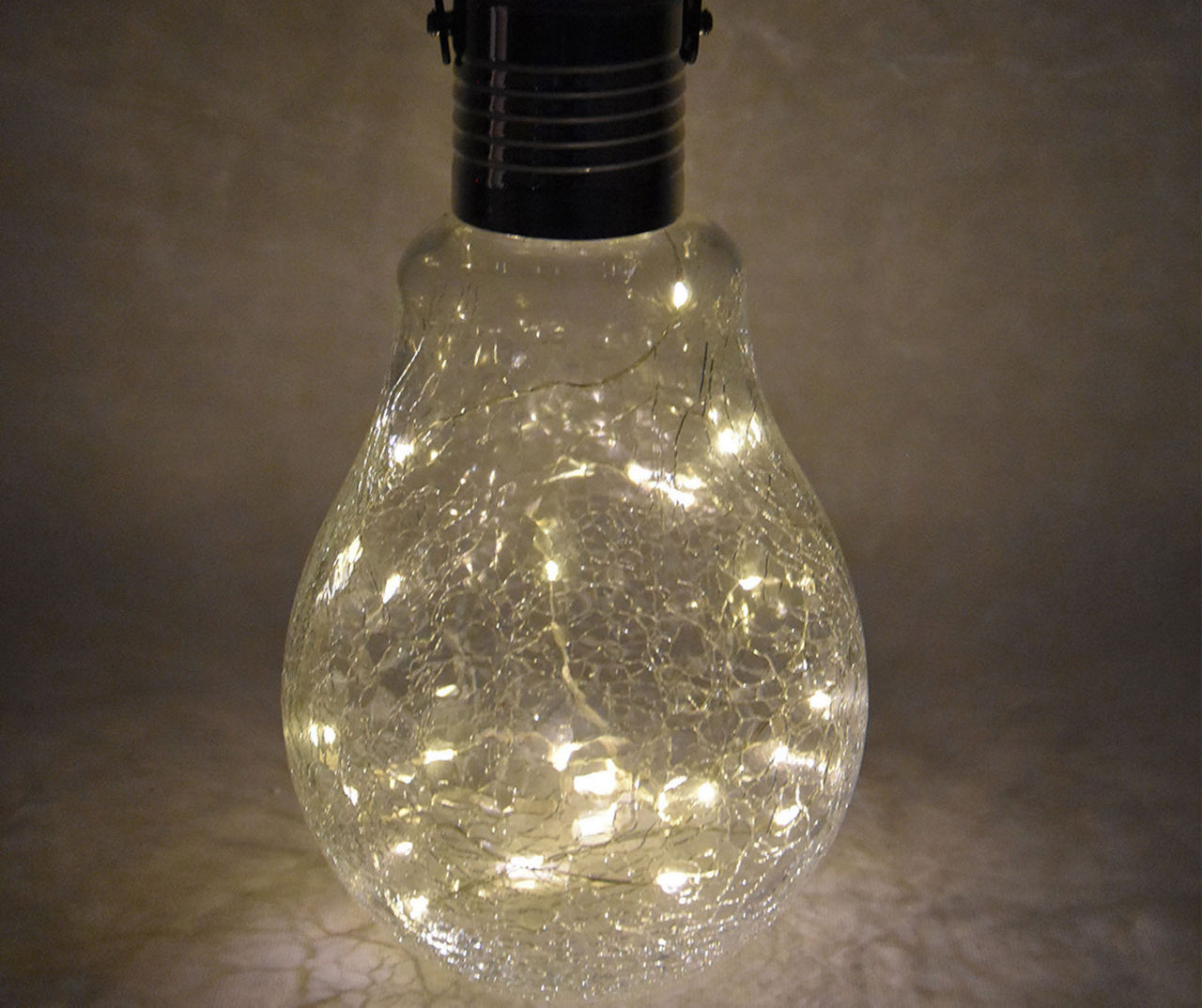 Real Living Crackle Glass Bulb Solar LED Lantern