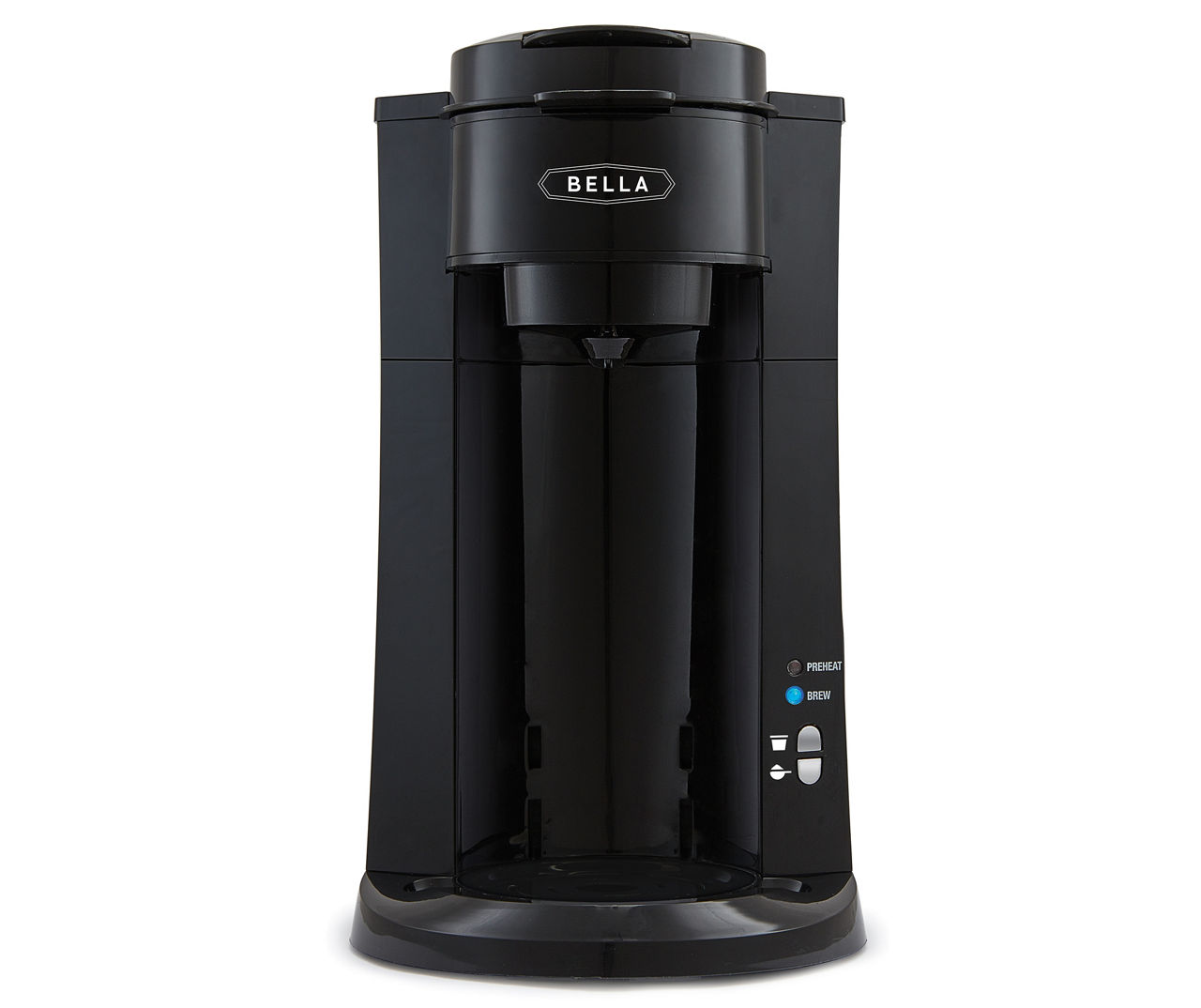 BELLA Single Serve Coffee Maker, Dual Brew K-Cup Pod or Ground Coffee Brewer,  Large Removable Water Tank, Black 