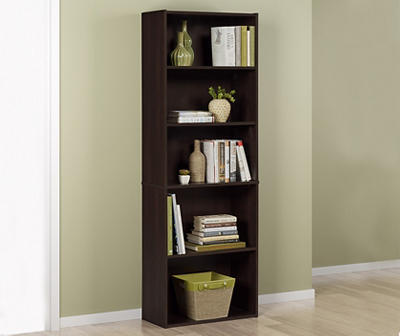 Dark Russet Brown 5-Shelf Bookcase