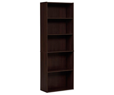 Dark Russet Brown 5-Shelf Bookcase