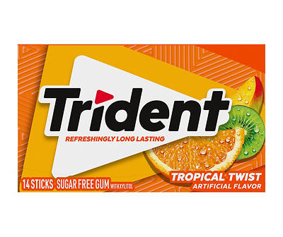 Trident Tropical Twist Sugar Free Gum, 14 Pieces