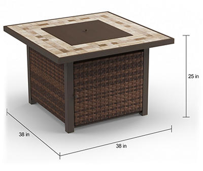 Augusta All-Weather Wicker Gas Fire Pit Table, (37")