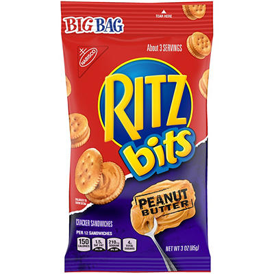 RITZ Bits Peanut Butter Sandwich Crackers, Big Bag, 3 oz